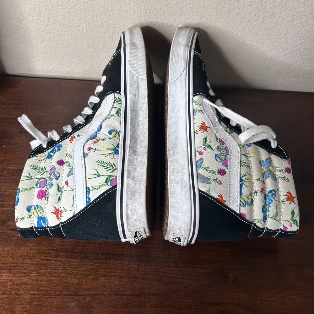 Vans Sneakers Men 11 Women 12.5‎ Sk8 Hi Butterfly Floral Marshmallow High Top